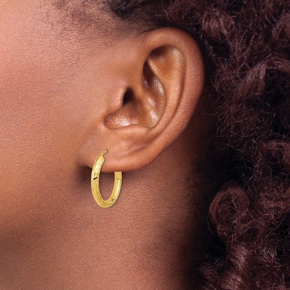 14k Polished & D/C Endless Hoop Earrings - Picture 3 of 4